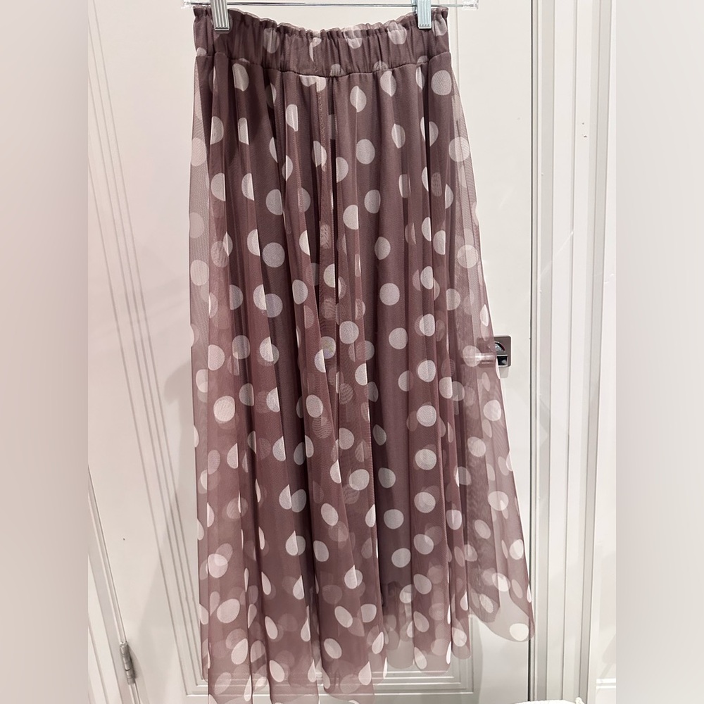 Elegant Mauve Polka Dot A-Line Skirt